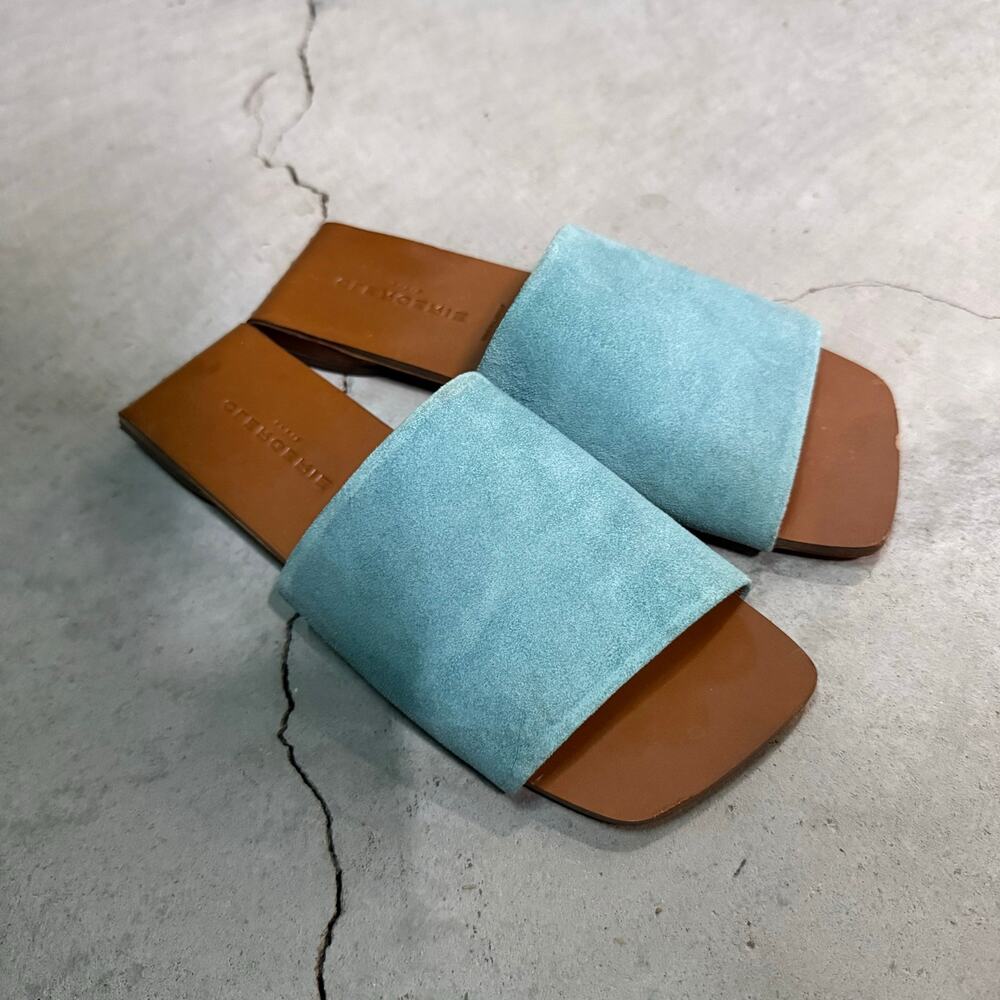 Clergerie Paris Light Blue Suede Slide Sandals Womens Size 37 US 6.5-7 Flats